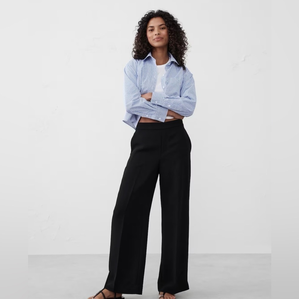 NWT! Banana Republic Women’s Black HAYDEN CREPE WIDE-LEG PANT 🌱